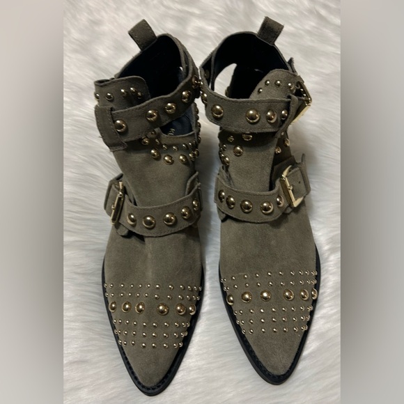 Kurt Geiger London Gray Suede Studded Ankle Boots - Picture 2 of 8